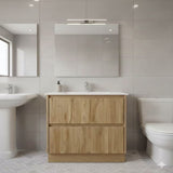 PLYWOOD 600 WALNUT FLUTED FLOOR STANDING VANITY WITH CERAMIC TOP