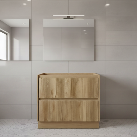 PLYWOOD 600 WALNUT FLUTED FLOOR STANDING VANITY - BASE ONLY