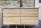PLYWOOD 1800 LIGHT OAK WALL HUNG VANITY (DOUBLE BASIN) WITH POLYMARBLE TOP