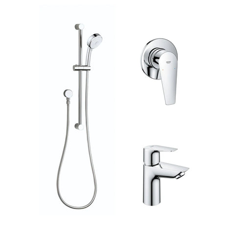 Grohe Bauedge Basin Mixer Shower Mixer and Tempesta Cosmo Slide Shower 3PACK Chrome