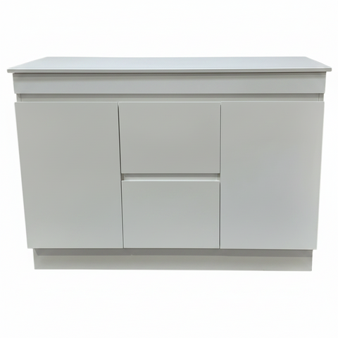 PLYWOOD 1200 WHITE FLOOR STANDING VANITY 2 DRAWERS 2 DOORS - BASE ONLY