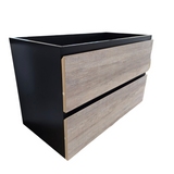 PLYWOOD 900 WALL HUNG VANITY BLACK LIGHT OAK WITH CERAMIC TOP