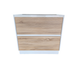 PLYWOOD POLO 900 WHITE AND LIGHT OAK FLOOR STANDING VANITY WITH CERAMIC TOP