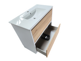 PLYWOOD POLO 900 WHITE AND LIGHT OAK FLOOR STANDING VANITY WITH CERAMIC TOP