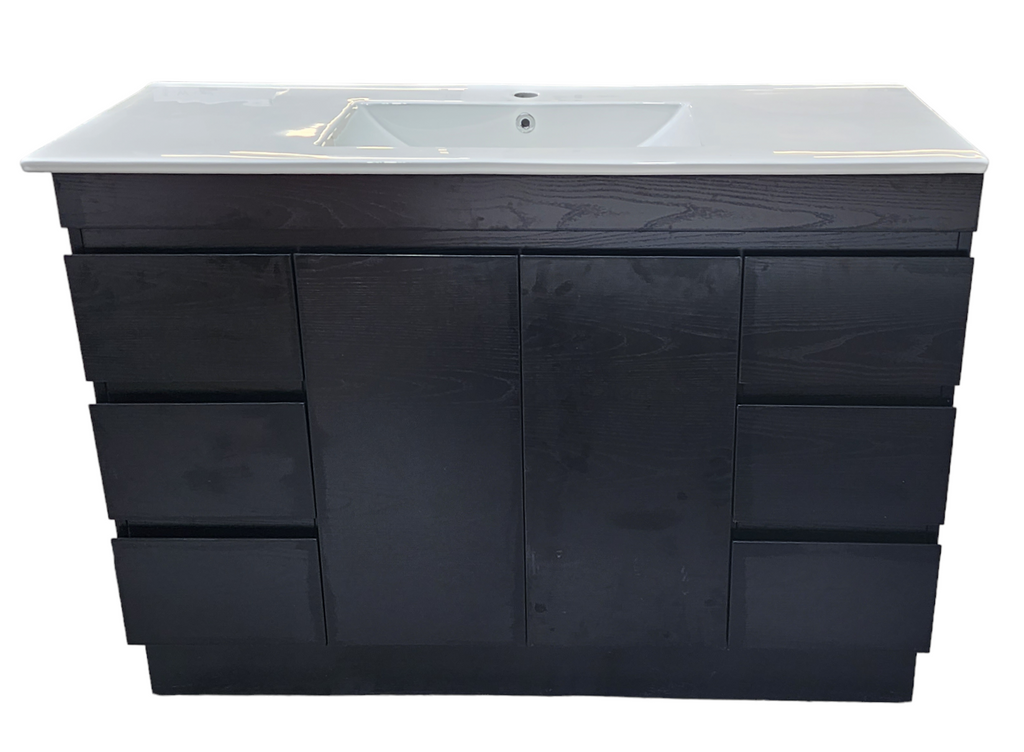 PLYWOOD MADRID 1200 DARK OAK FLOOR STANDING VANITY WITH CERAMIC TOP