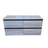 PLYWOOD NELSON 1200 BLACK AND LIGHT OAK WALL HUNG VANITY (SINGLE BASIN) WITH CERAMIC TOP