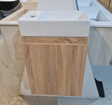 PLYWOOD 400mm PICCOLO WALLHUNG LIGHT OAK VANITY WITH CERAMIC TOP