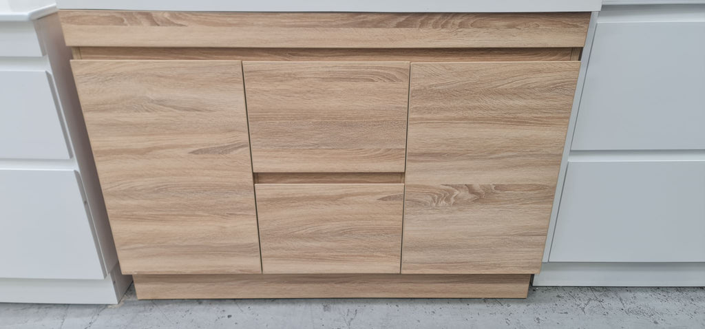 PLYWOOD 1200 FLOOR STANDING LIGHT OAK VANITY BASE ONLY 2 DRAWERS 2 DOORS