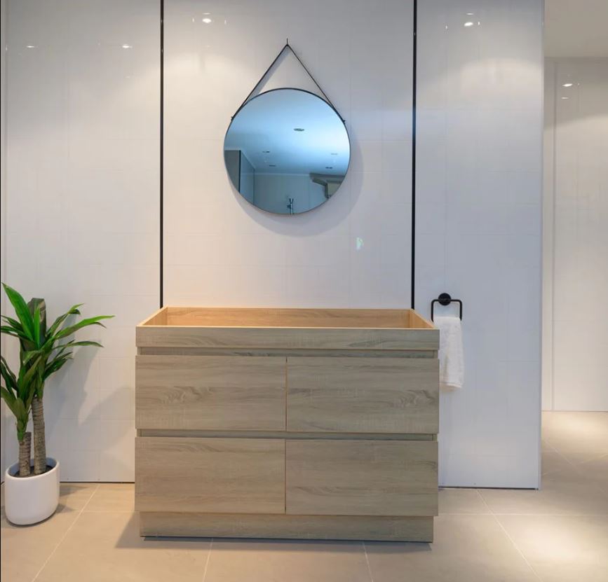 PLYWOOD POLO 1800 WHITE FLOOR STANDING VANITY (DOUBLE BASIN) WITH POLYMARBLE TOP