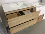 PLYWOOD NELSON 1000 LIGHT OAK WALL HUNG VANITY WITH CERAMIC TOP