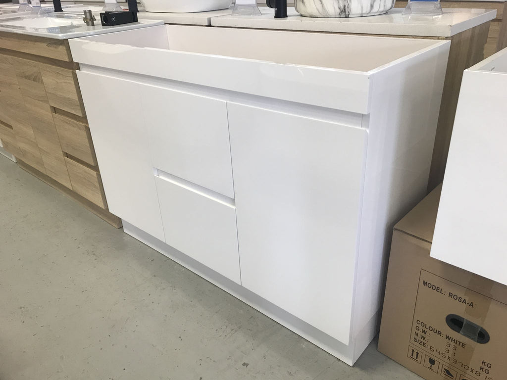 PLYWOOD 1200 WHITE FLOOR STANDING VANITY 2 DRAWERS 2 DOORS - BASE ONLY