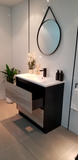PLYWOOD 750 FLOOR STANDING VANITY BLACK LIGHT OAK WITH CERAMIC TOP - Bathroom Clearance
