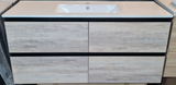 PLYWOOD 1500 BLACK AND LIGHT OAK WALL HUNG VANITY (DOUBLE BASIN)