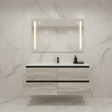 PLYWOOD NELSON 1200 BLACK AND LIGHT OAK WALL HUNG VANITY (SINGLE BASIN) WITH CERAMIC TOP