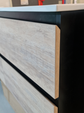 PLYWOOD 1500 BLACK AND LIGHT OAK WALL HUNG VANITY (DOUBLE BASIN)