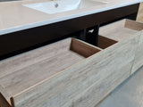 PLYWOOD 1500 BLACK AND LIGHT OAK WALL HUNG VANITY (SINGLE BASIN)