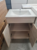 MDF 600 FLOORSTANDING VANITY LIGHT OAK WITH 2 DOORS WITH CERAMIC TOP