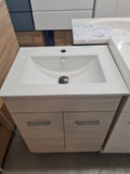 MDF 600 FLOORSTANDING VANITY LIGHT OAK WITH 2 DOORS WITH CERAMIC TOP