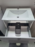 MDF 600 FLOORSTANDING VANITY GLOSS WHITE 2 DRAWERS WITH CERAMIC TOP