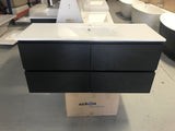 PLYWOOD 1200 DARK OAK WALL HUNG VANITY FOR SINGLE BASIN - Bathroom Clearance