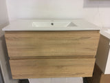 PLYWOOD NELSON 750 LIGHT OAK WALL HUNG VANITY WITH CERAMIC TOP