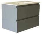 Plywood Dark Grey 900 wall-hung vanity with ceramic top - Bathroom Clearance