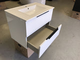 PLYWOOD MATTE WHITE 750 WALLHUNG VANITY WITH HANDLES & CERAMIC TOP