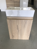 PLYWOOD 400mm PICCOLO WALLHUNG LIGHT OAK VANITY WITH CERAMIC TOP