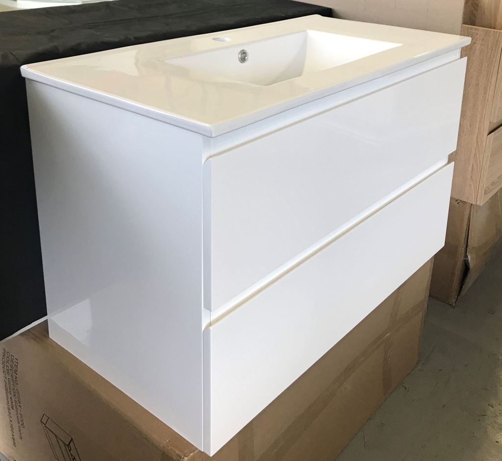 PLYWOOD NELSON 1000 WHITE WALL HUNG VANITY WITH CERAMIC TOP