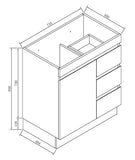 PLYWOOD 750MM LIGHT OAK FLOORSTANDING VANITY WITH CERAMIC TOP - Bathroom Clearance