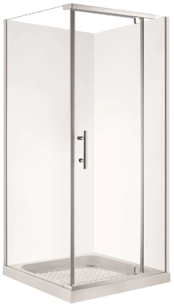 SQUARE 1000 x 1000 SEMI-FRAMELESS CHROME SHOWER, CORNER WASTE
