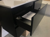 PLYWOOD 1200 DARK OAK WALL HUNG VANITY FOR SINGLE BASIN - Bathroom Clearance