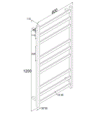 HEATED TOWEL RAIL STAINLESS STEEL - CHROME FINISH 9 BARS SQUARE - Bathroom Clearance