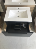 Plywood DARKOAK WALLHUNG 600mmx460mm  2 drawers with with Ceramic top - Bathroom Clearance