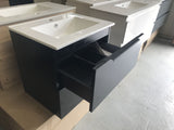 Plywood DARKOAK WALLHUNG 600mmx460mm  2 drawers with with Ceramic top - Bathroom Clearance