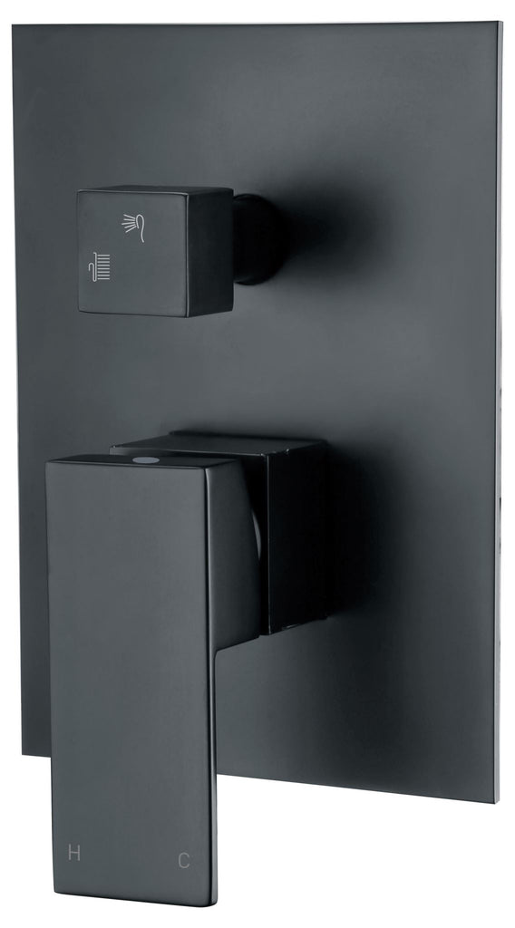 Black Diverter Shower Mixer Square - Bathroom Clearance