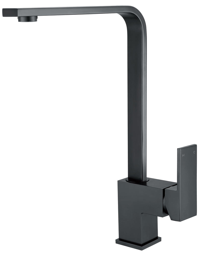 SQUARE KITCHEN MIXER SWIVEL SPOUT - MATTE BLACK - Bathroom Clearance
