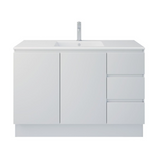 PLYWOOD 1000MM VANITY WHITE GLOSS FLOOR STANDING WITH CERAMIC TOP