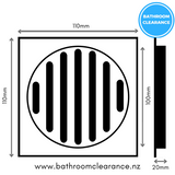 TILE GRATE 110x110MM - MATTE BLACK