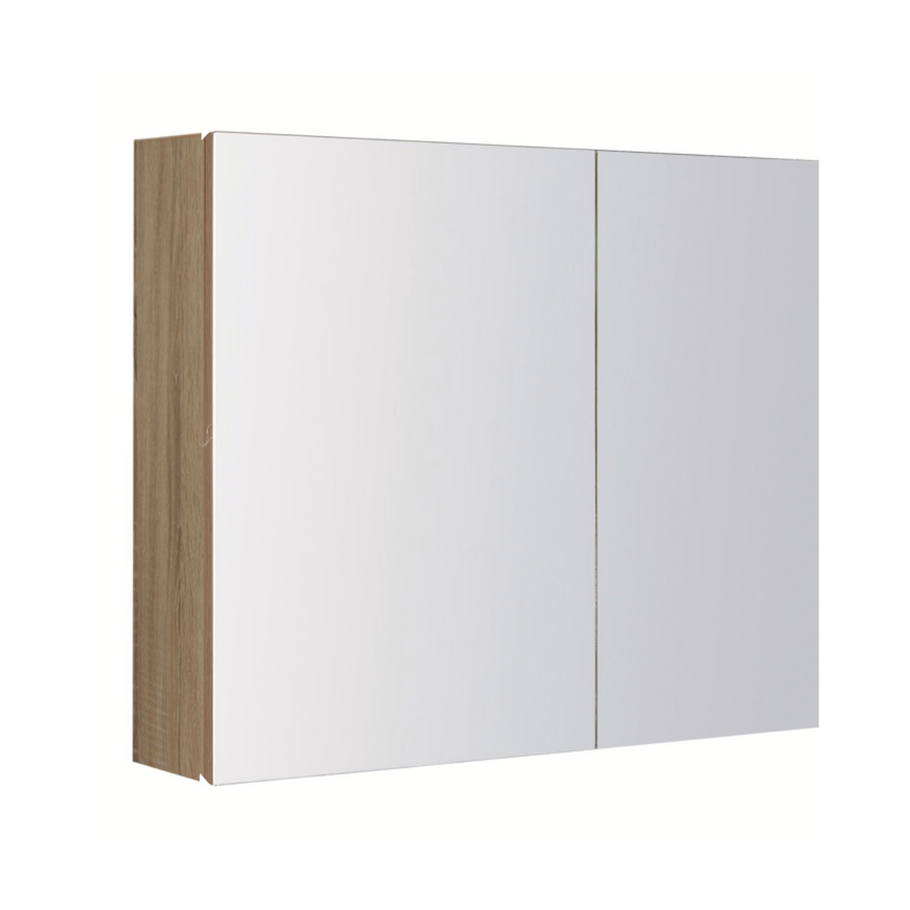 PLYWOOD MIRROR CABINET 750mm 2-Door LIGHT OAK