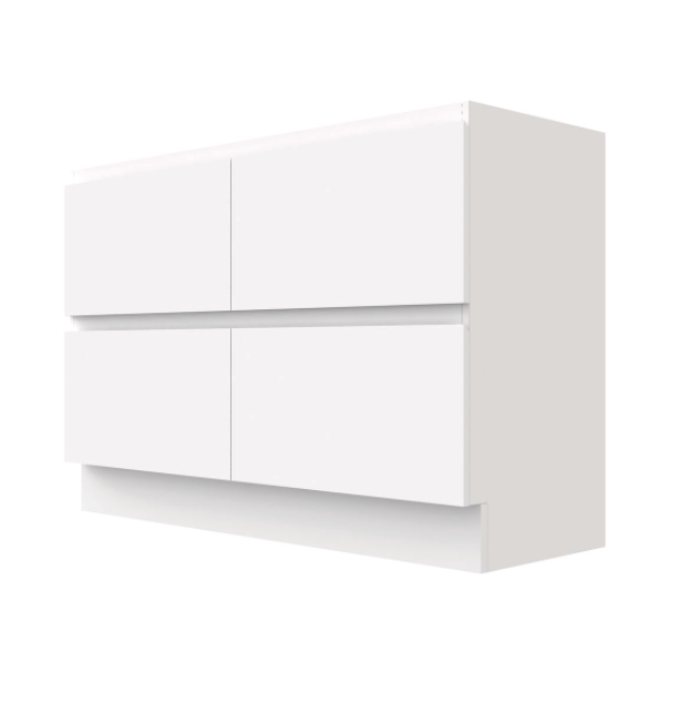 PLYWOOD POLO 1500 WHITE FLOOR STANDING VANITY (SINGLE BASIN) - BASE ONLY