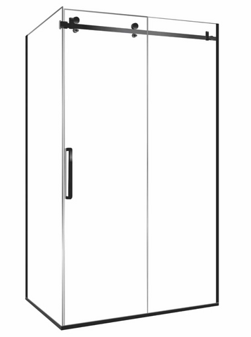 1200 x 1000 FRAMELESS DOOR & RETURN (GLASS ONLY) BLACK