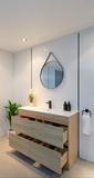 PLYWOOD POLO 1500 LIGHT OAK FLOOR STANDING VANITY (SINGLE BASIN) WITH CERAMIC TOP