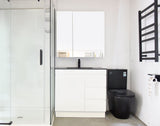 PLYWOOD MADRID 900 WHITE FLOOR STANDING VANITY WITH BLACK CERAMIC TOP