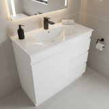 PLYWOOD MADRID 900 WHITE FLOOR STANDING VANITY WITH CERAMIC TOP