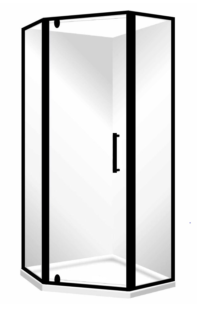 ANGOLO 1000 x 1000 BLACK SHOWER, CORNER WASTE