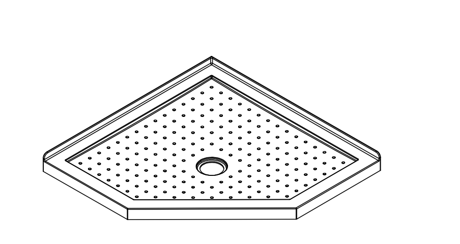 ANGLE 900 x 900 SEMI-FRAMELESS BLACK SHOWER, CENTRE WASTE