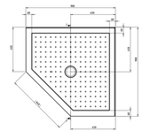 ANGLE 900 x 900 SEMI-FRAMELESS BLACK SHOWER, CENTRE WASTE