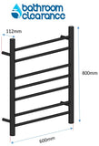 HEATED TOWEL RAIL STAINLESS STEEL - MATTE BLACK FINISH 7 BARS ROUND - Bathroom Clearance