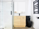 PLYWOOD 900 FLOOR STANDING LIGHT OAK VANITY WITH CERAMIC TOP (AND HANDLES)